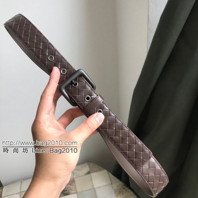 BV高端男士皮帶 寶緹嘉編織搭配槍色磨砂帶頭腰帶 寶緹嘉經典牛皮腰帶  jjp1532
